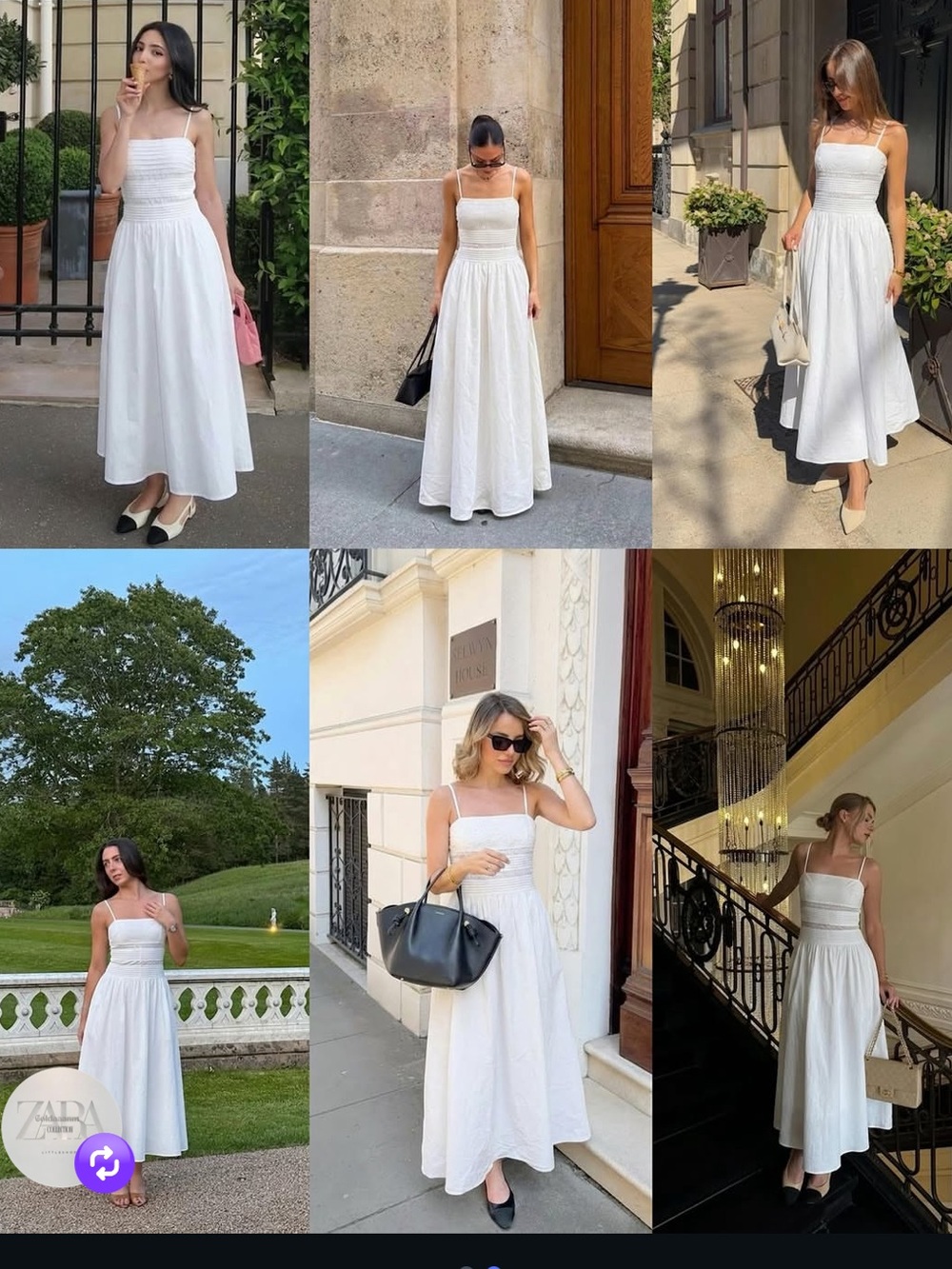 Zara White Maxi Sundress with Smocked Bodice